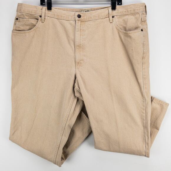 L.L. Bean Heavyweight Workwear Classic Fit Jeans Men’s 46x29 Straight Leg Khaki - Picture 1 of 12